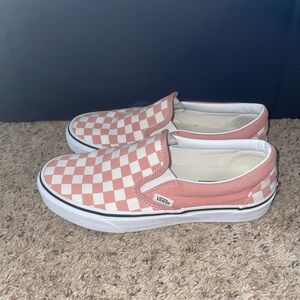 VANS Slip-On Foxglove Pink & White Checkerboard Skate Shoes Men's 7.5 Women's 9